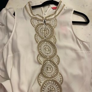 NEW WITH TAGS - Lilly Pulitzer JANE MAXI DRESS Resort White GOLD Embroidery ,